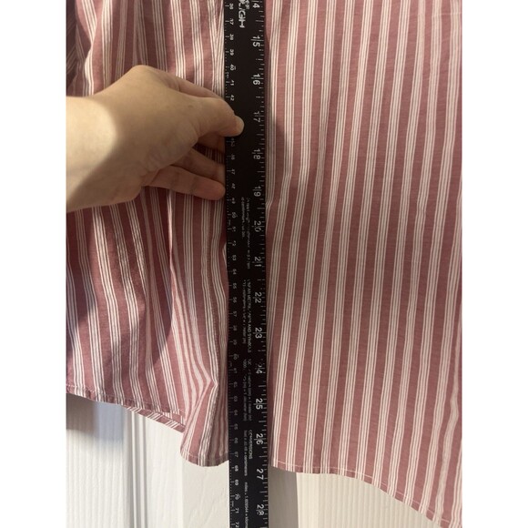 Orvis Women’s Small Dusty Rose Striped Shirt Leather Trim Long Sleeve Button Up - Picture 11 of 15